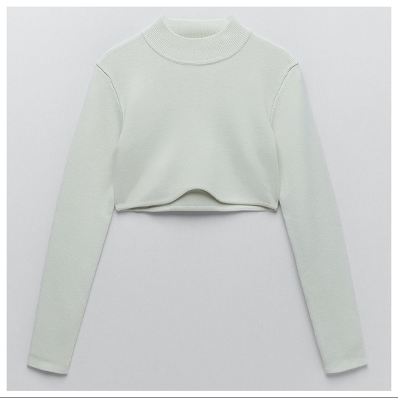 NWT. Zara Light Green Knit Crop Top. Size M. - Picture 5 of 9
